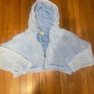 Urban Outfitters BDG Light Blue Cropped Waffle Hoodie